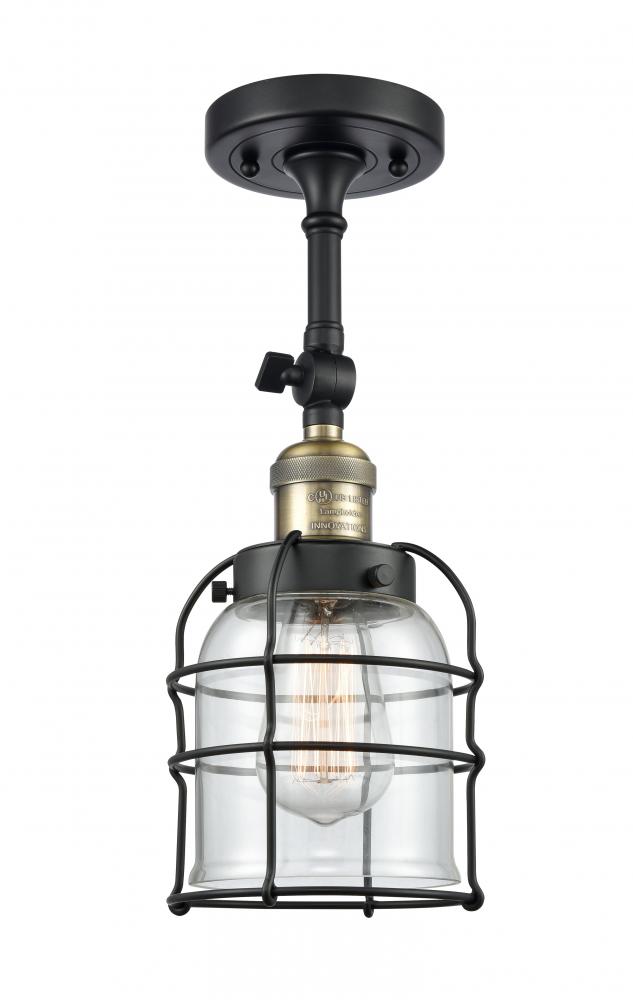 Bell Cage - 1 Light - 6 inch - Black Antique Brass - Adjustable Semi-Flush Mount