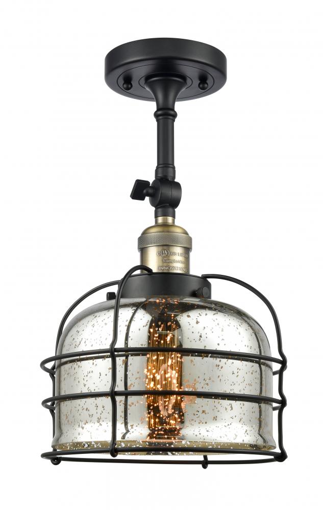 Bell Cage - 1 Light - 9 inch - Black Antique Brass - Adjustable Semi-Flush Mount