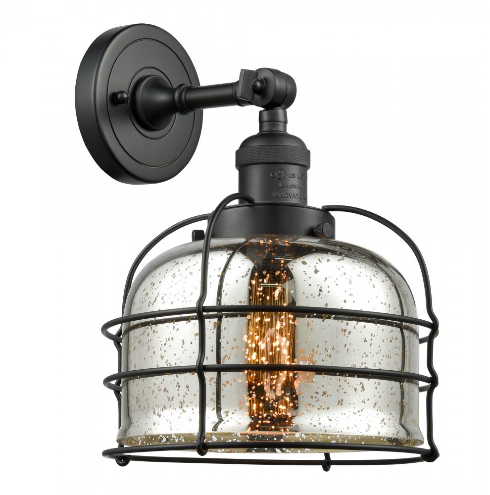 Bell Cage - 1 Light - 9 inch - Matte Black - Adjustable Sconce