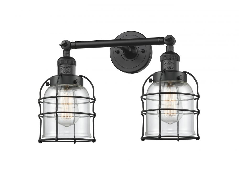 Bell Cage - 2 Light - 16 inch - Matte Black - Adjustable Bath Vanity Light