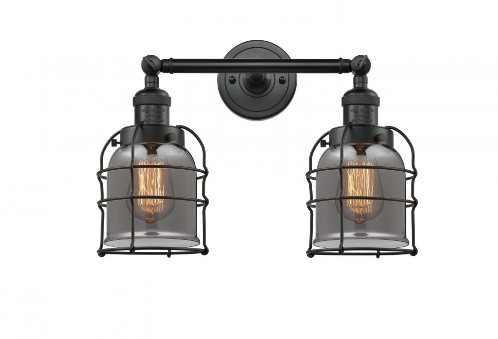 Bell Cage - 2 Light - 16 inch - Matte Black - Adjustable Bath Vanity Light