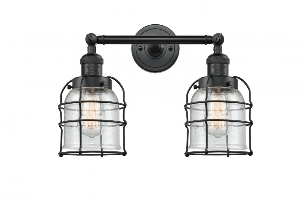 Bell Cage - 2 Light - 16 inch - Matte Black - Adjustable Bath Vanity Light