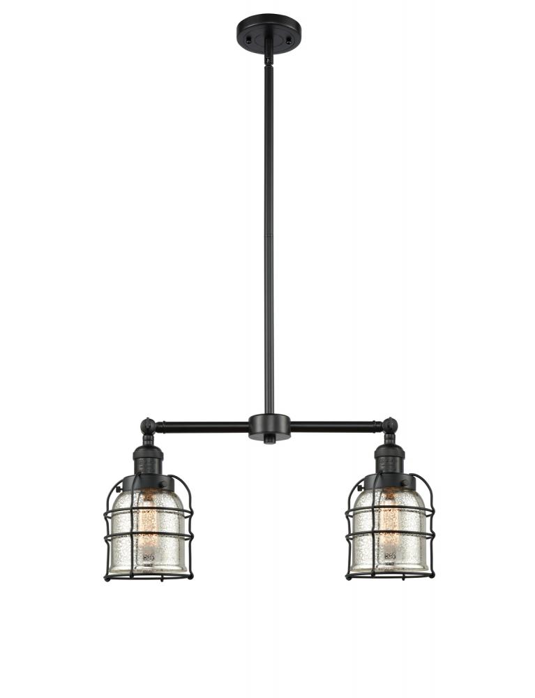 Bell Cage - 2 Light - 21 inch - Matte Black - Stem Hung - Adjustable Island Light