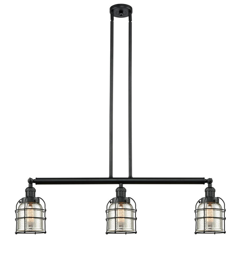 Bell Cage - 3 Light - 39 inch - Matte Black - Stem Hung - Adjustable Island Light