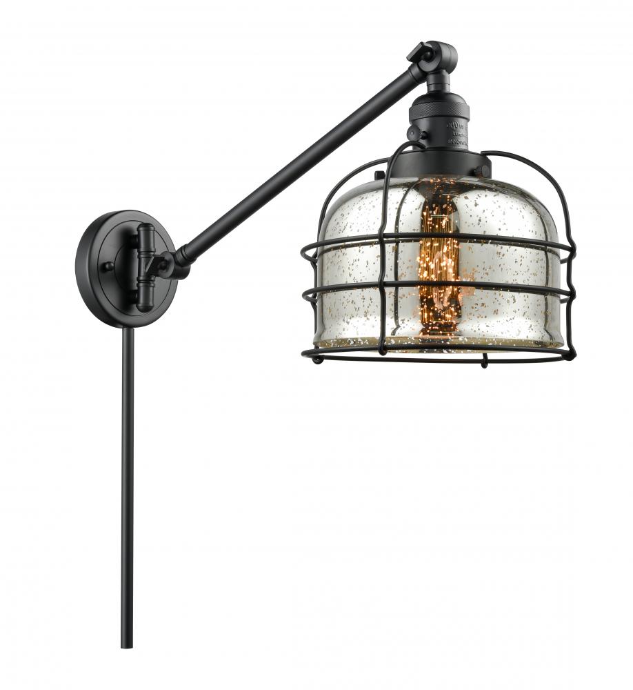 Bell Cage - 1 Light - 8 inch - Matte Black -Adjustable Swing Arm