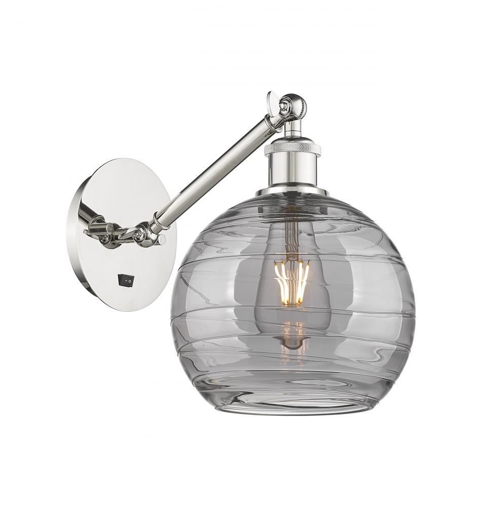 Athens Deco Swirl - 1 Light - 8 inch - Polished Nickel - Adjustable Sconce