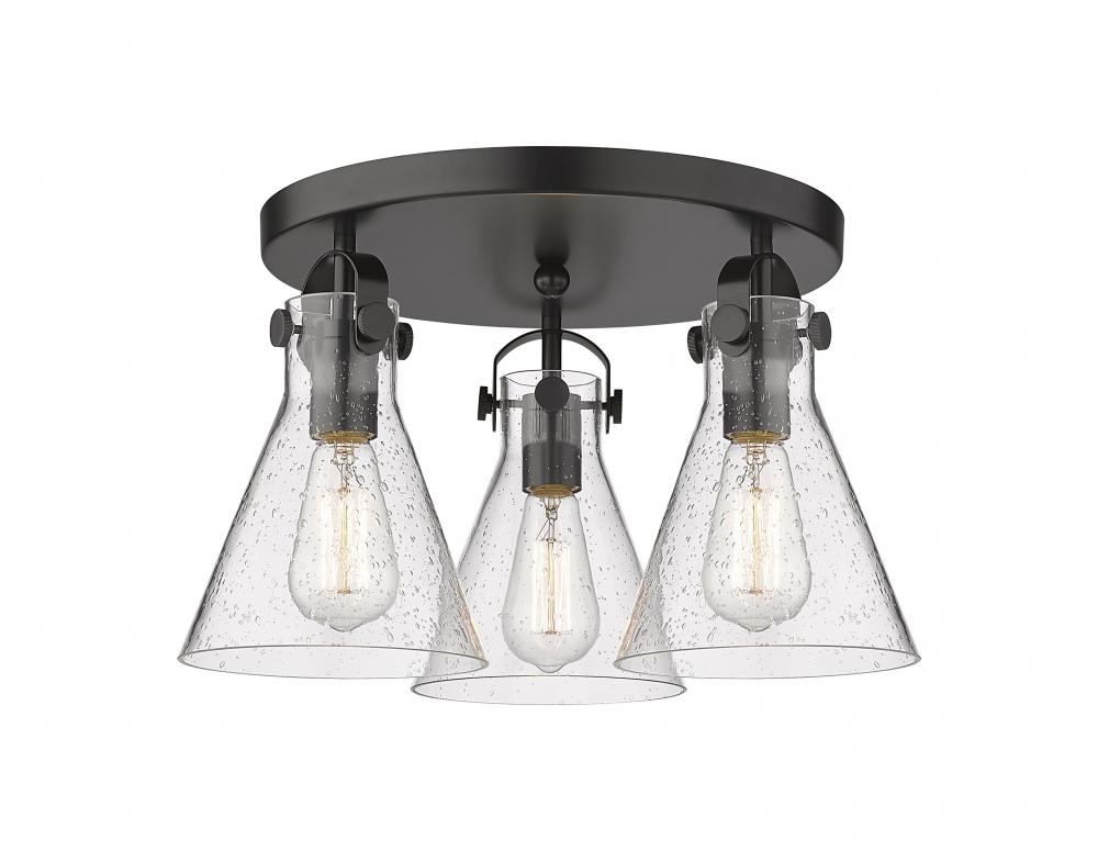 Newton Cone - 3 Light - 18 inch - Matte Black - Flush Mount
