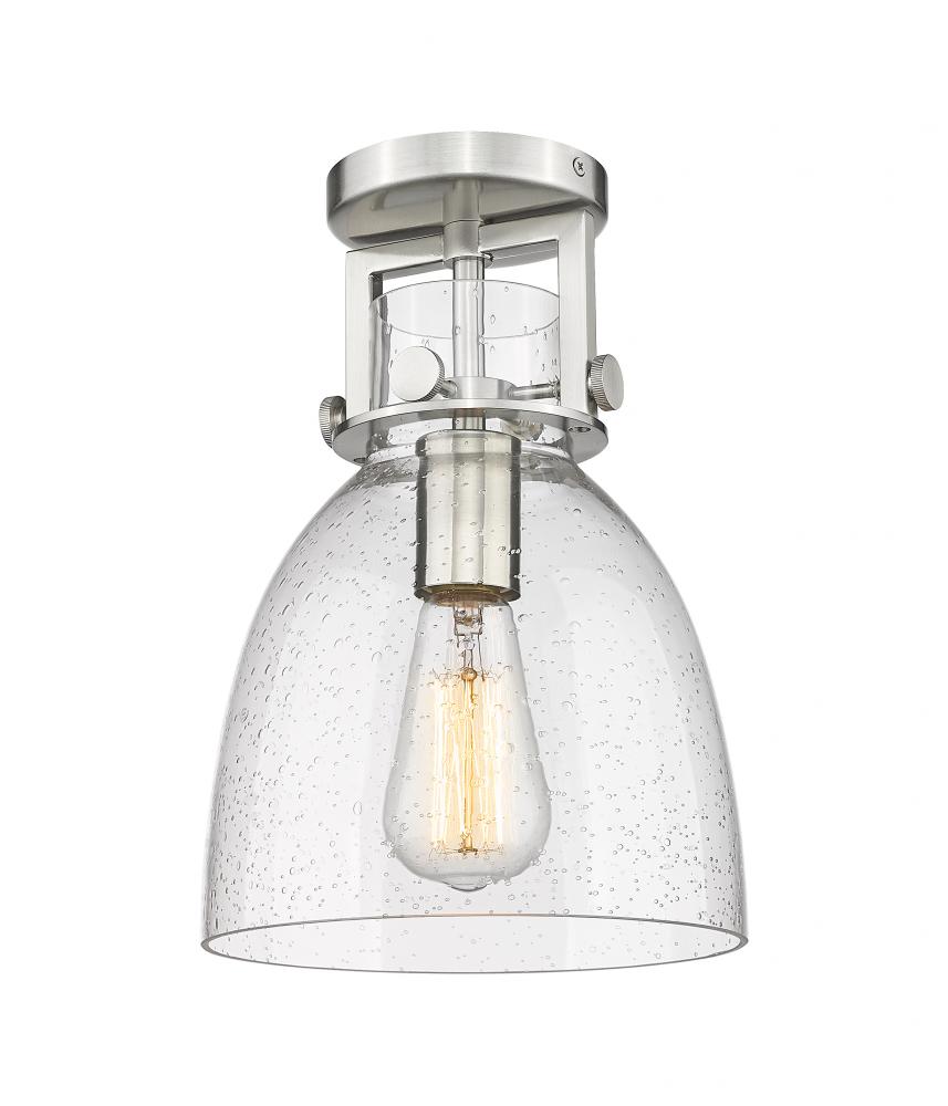 Newton Bell - 1 Light - 8 inch - Satin Nickel - Flush Mount