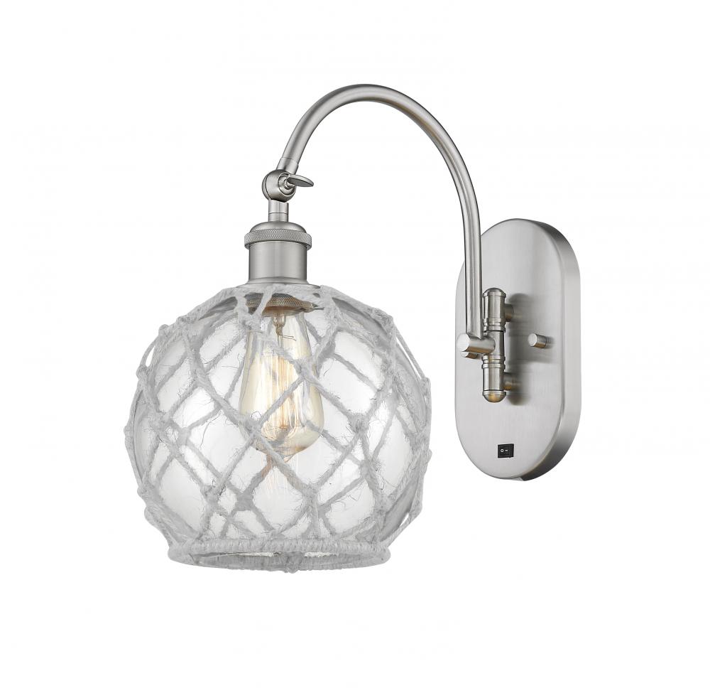 Farmhouse Rope - 1 Light - 8 inch - Brushed Satin Nickel - Adjustable Swing Arm