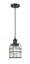 Innovations Lighting 201C-BK-G54-CE-LED - Bell Cage - 1 Light - 6 inch - Matte Black - Cord hung - Mini Pendant