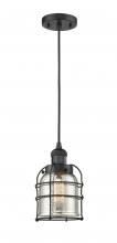 Innovations Lighting 201C-BK-G58-CE - Bell Cage - 1 Light - 6 inch - Matte Black - Cord hung - Mini Pendant