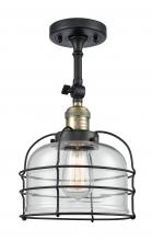 Innovations Lighting 201F-BAB-G72-CE-LED - Bell Cage - 1 Light - 9 inch - Black Antique Brass - Adjustable Semi-Flush Mount