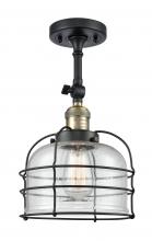 Innovations Lighting 201F-BAB-G74-CE-LED - Bell Cage - 1 Light - 9 inch - Black Antique Brass - Adjustable Semi-Flush Mount