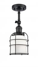Innovations Lighting 201F-BK-G51-CE-LED - Bell Cage - 1 Light - 6 inch - Matte Black - Adjustable Semi-Flush Mount