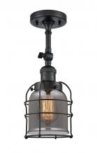 Innovations Lighting 201F-BK-G53-CE-LED - Bell Cage - 1 Light - 6 inch - Matte Black - Adjustable Semi-Flush Mount