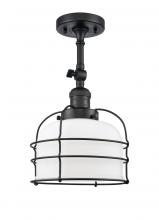 Innovations Lighting 201F-BK-G71-CE-LED - Bell Cage - 1 Light - 9 inch - Matte Black - Adjustable Semi-Flush Mount