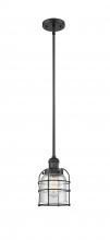 Innovations Lighting 201S-BK-G54-CE-LED - Bell Cage - 1 Light - 6 inch - Matte Black - Stem Hung - Mini Pendant