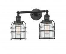 Innovations Lighting 208-BK-G52-CE-LED - Bell Cage - 2 Light - 16 inch - Matte Black - Adjustable Bath Vanity Light