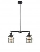Innovations Lighting 209-BK-G58-CE - Bell Cage - 2 Light - 21 inch - Matte Black - Stem Hung - Adjustable Island Light