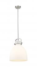 Innovations Lighting 410-1SM-SN-G412-12WH - Newton Bell - 1 Light - 12 inch - Satin Nickel - Mini Pendant
