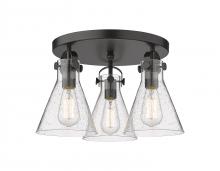 Innovations Lighting 410-3F-BK-G411-7SDY - Newton Cone - 3 Light - 18 inch - Matte Black - Flush Mount