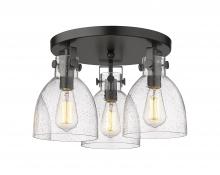 Innovations Lighting 411-3F-BK-G412-7SDY - Newton Bell - 3 Light - 18 inch - Matte Black - Flush Mount