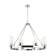 Innovations Lighting 617-8CR-PN-G617-8WH - Boreas - 6 Light - 36 inch - Polished Nickel - Chandelier