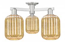 Innovations Lighting 716-3F-SN-G460-7ME - Preston Cylinder - 3 Light - 6 inch - Brushed Satin Nickel - Semi-Flush Mount