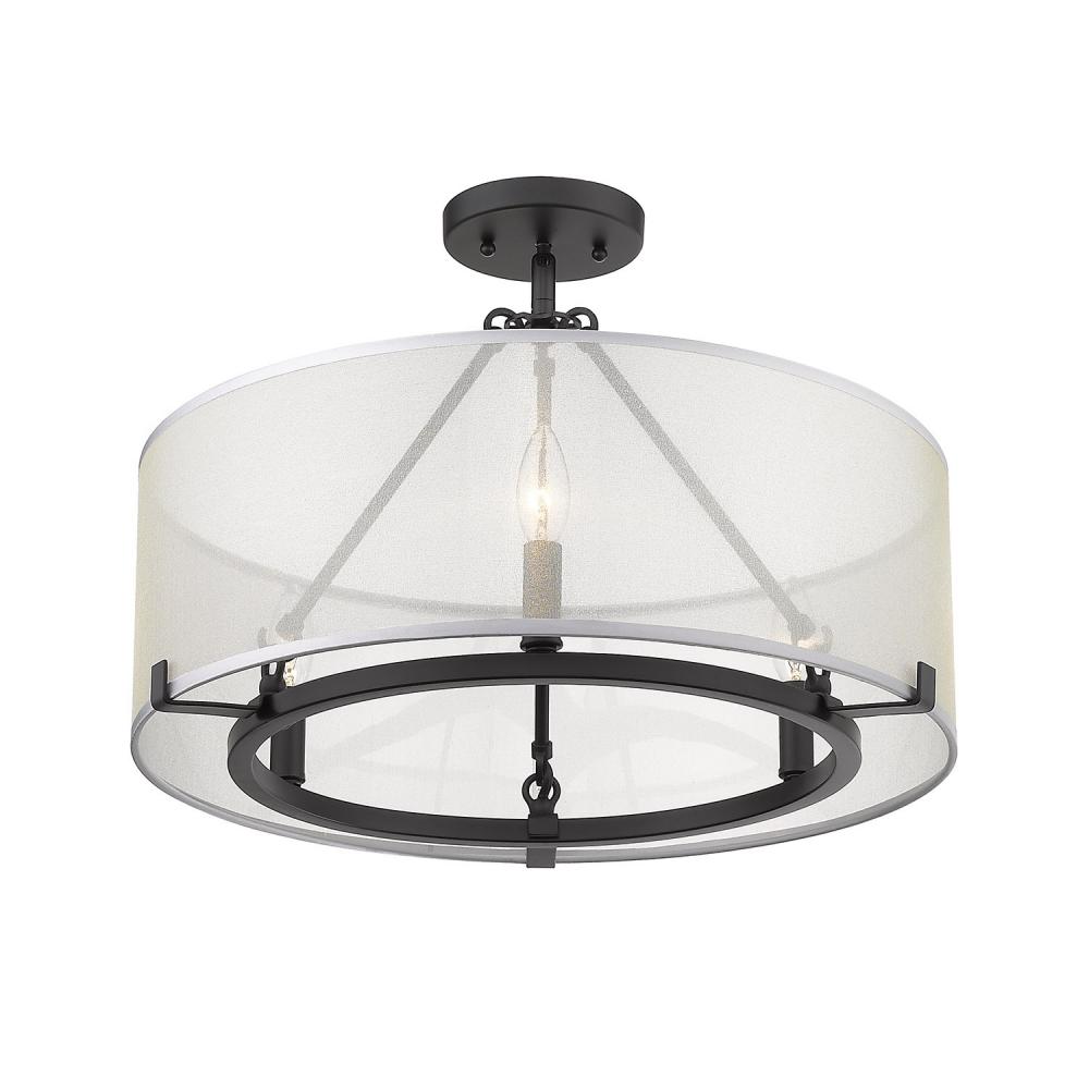 Alyssa 3 Light Semi-Flush (long rod only) in Matte Black