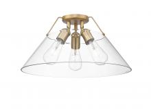 Golden 3306-3FM BCB-CLR - Orwell 3-Light Flush Mount in Brushed Champagne Bronze with Clear Glass