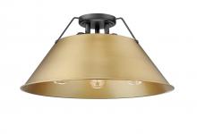 Golden 3306-3FM BLK-BCB - Orwell 3-Light Flush Mount in Matte Black with Brushed Champagne Bronze