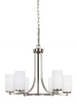 Generation Lighting 3139106EN3-962 - Hettinger transitional 6-light LED indoor dimmable ceiling chandelier pendant light in brushed nicke