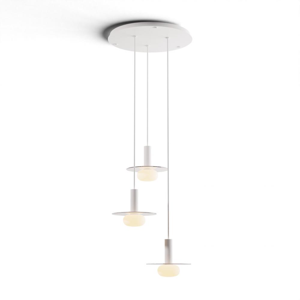 Combi Pendant 6" Circular 3 Combo Matte White with Matte White Canopy