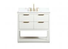 Elegant VF19236WH-BS - 36 inch Single bathroom vanity in white with backsplash