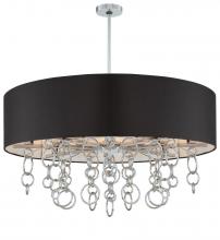 Minka George Kovacs P400-6-077 - Twelve Light Chrome Black Linen Fabric  W/acrylic Diffuser Shade Drum Shade Pendant