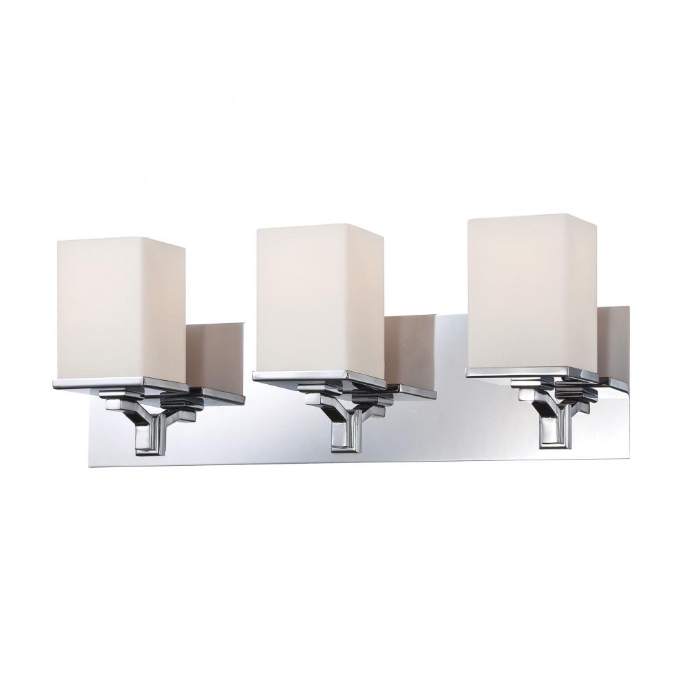 Ramp 3 Light Vanity In Chrome And White Opal Gla